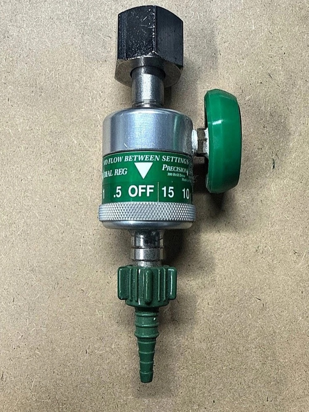 Precision Medical EasyDial Oxygen Regulator Silver & Green